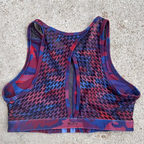 Peloton Red and Blue Sports Bra with Racerback Design Sz S , 017 - Picture 2 of 2